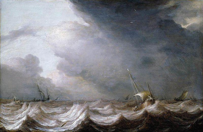 MOLYN, Pieter de Dutch Vessels at Sea in Stormy Weather oil painting image